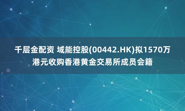 千层金配资 域能控股(00442.HK)拟1570万港元收购香港黄金交易所成员会籍